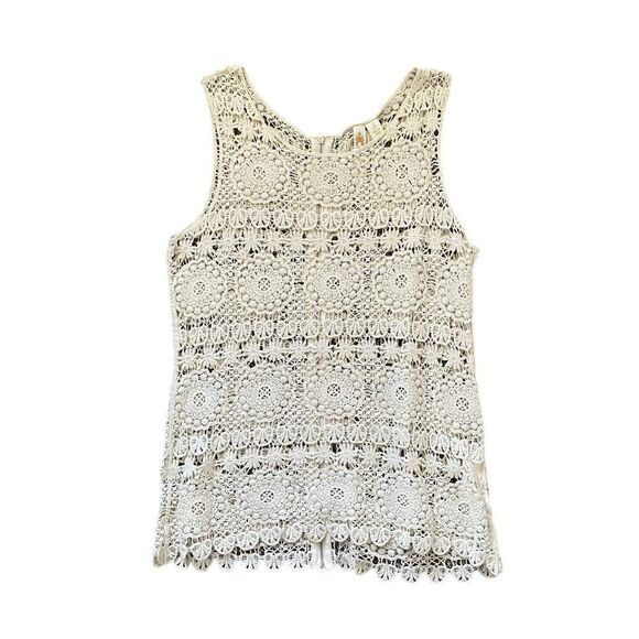 ADIVA Lace Crochet Sleeveless Top Ivory Size Small - Picture 1 of 5
